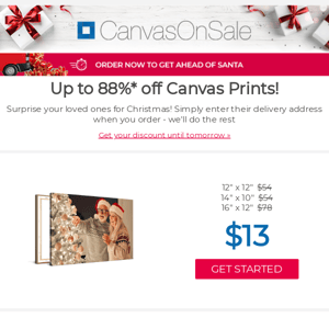 2 days left: Canvas Prints up to 88% off