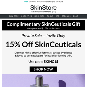 Private Sale: 15% Off SkinCeuticals — Limited Time Only!