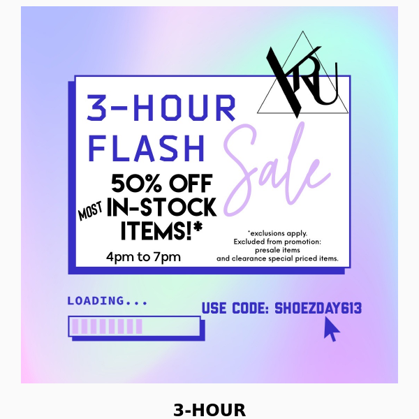 ⚡️3-HOUR FLASH SALE! 4pm To 7pm• 50% Off [most] iN-Stock iTEMz!
