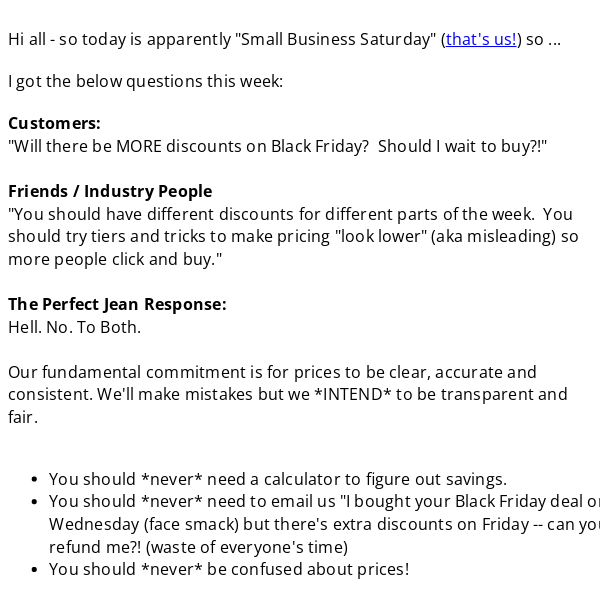 Founders Note: Pricing Promise - Simple, Consistent, Reasonable Prices!