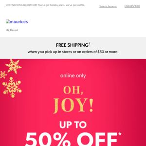 Up to 50% off sitewide! Shop, save & be merry.