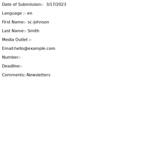 Media Contact Form Submission SC Johnson