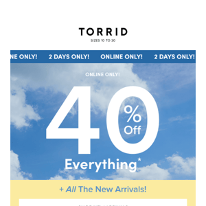 40% off EVERYTHING! Clock's ticking...