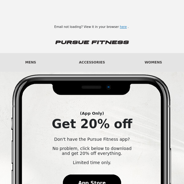 Get 20% Off Everything with the Pursue Fitness App! 🏋️‍♂️