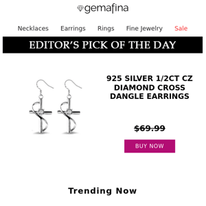 Editor's Pick: 925 silver 1/2ct CZ diamond cross dangle earrings