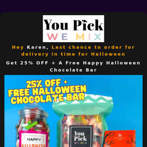 🍭25% OFF & Score a Free Chocolate Bar this Halloween