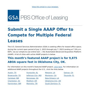 GSA is Seeking Offers for Leased Space