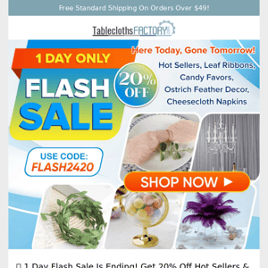 📢 1 Day Flash Sale Is Ending! Get 20% Off Hot Sellers & More! Until Midnight!