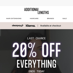 Last Chance... 20% Off Ends Today!
