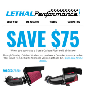 $75 off Corsa Performance?