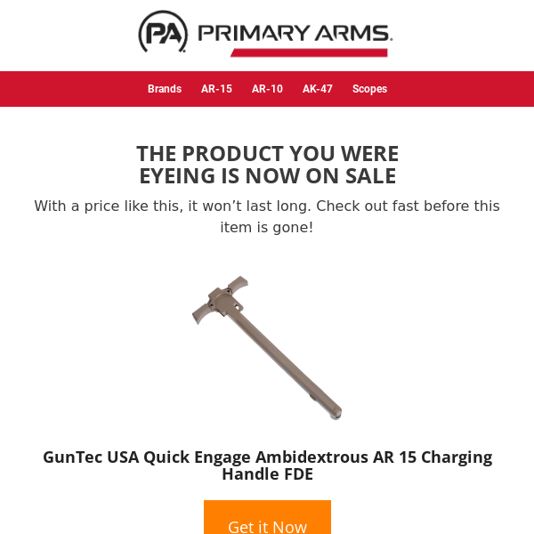 💲 Price drop! GunTec USA Quick Engage Ambidextrous AR 15 Charging Handle FDE is now on sale… 💲