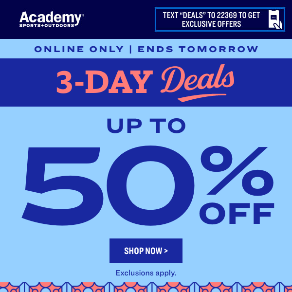 Ends Tomorrow! Up to 50% OFF DEALS Online