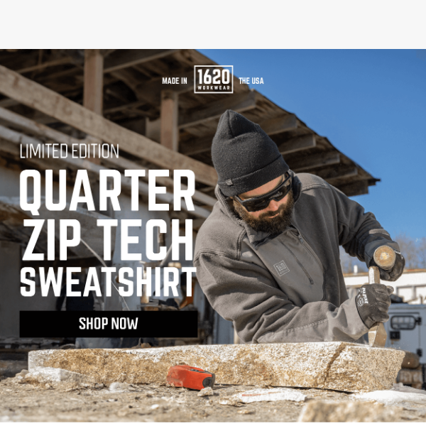 The All New Limited Edition Quarter Zip Tech Sweatshirt is Selling Fast