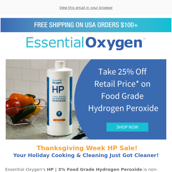 Food Grade Hydrogen Peroxide, 3% (Gallon) – Essential Oxygen Store