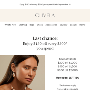 Last chance: Get $150* off every $500