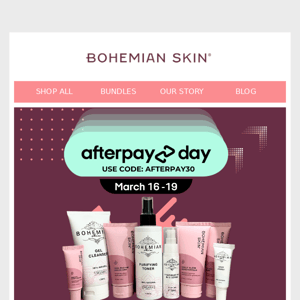 Final day of 30% off RRP for Afterpay Day!