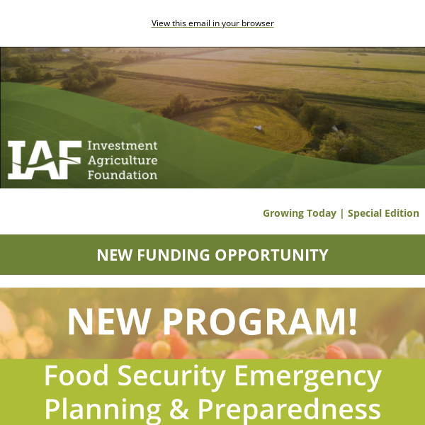IAF: New Funding Opportunity