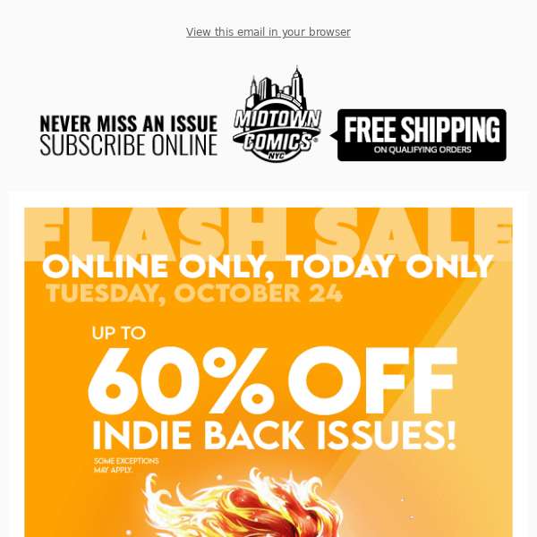 Flash Sale Online:  Up to 60% OFF Indie Back Issues, TODAY ONLY!