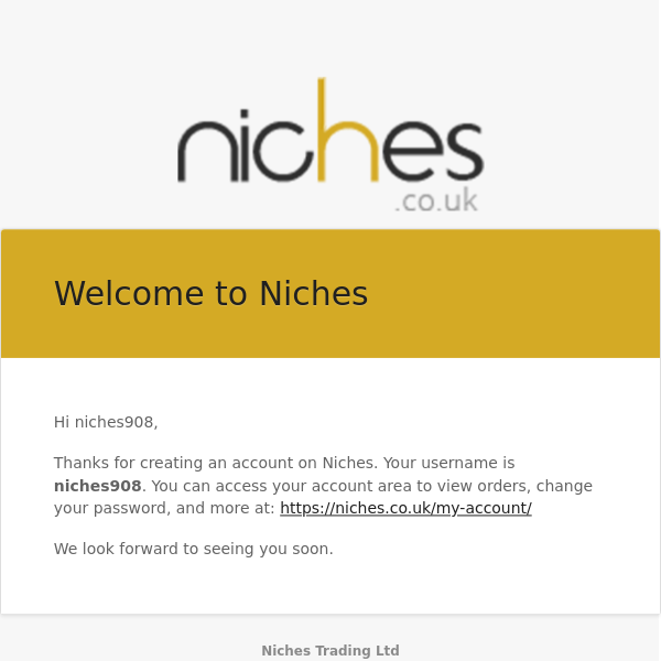 Your Niches account has been created!