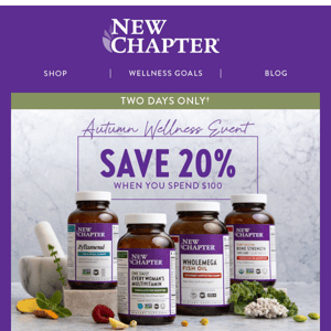 Autumn Wellness Event!  Save 20% Starting NOW 🍁