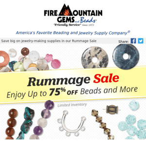 It's a 75% Off Rummage SALE! Now's the Time to Stock Up on Jewelry-Making Supplies