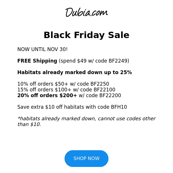 DUBIA.COM BLACK FRIDAY SALE! 🔥