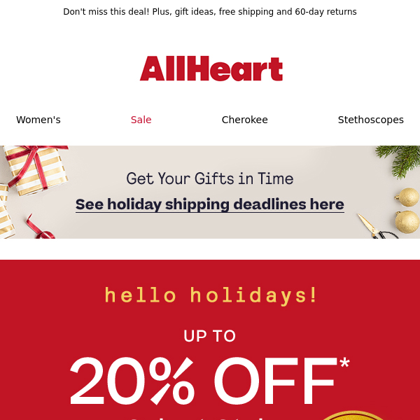 Holiday savings—UP TO 20% OFF!