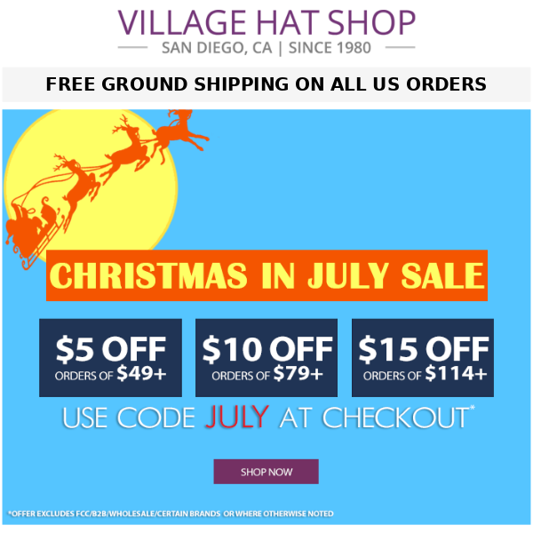 Save up to $15 + FREE USA Ground Shipping | Christmas in July Sale Continues