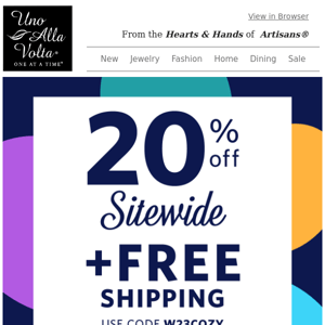 20% Off Sitewide + Free Shipping