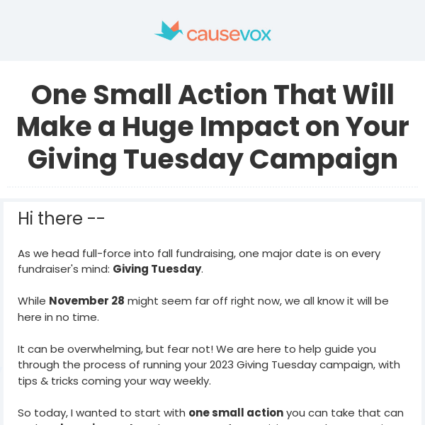 One small action that will make a HUGE impact for Giving Tuesday