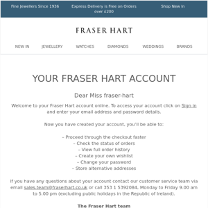 Your Fraser Hart account