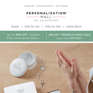 Faith + Love | 30% Off First Communion & Religious Gifts