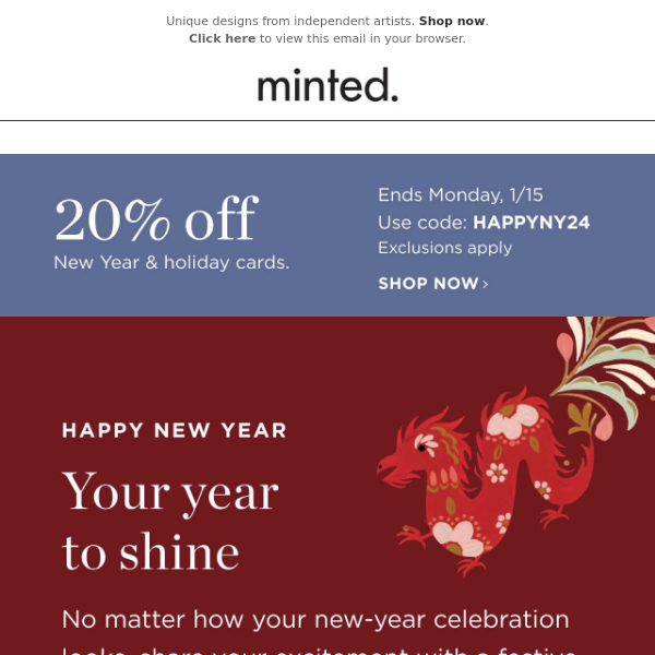 Celebrate the new year with 20% off