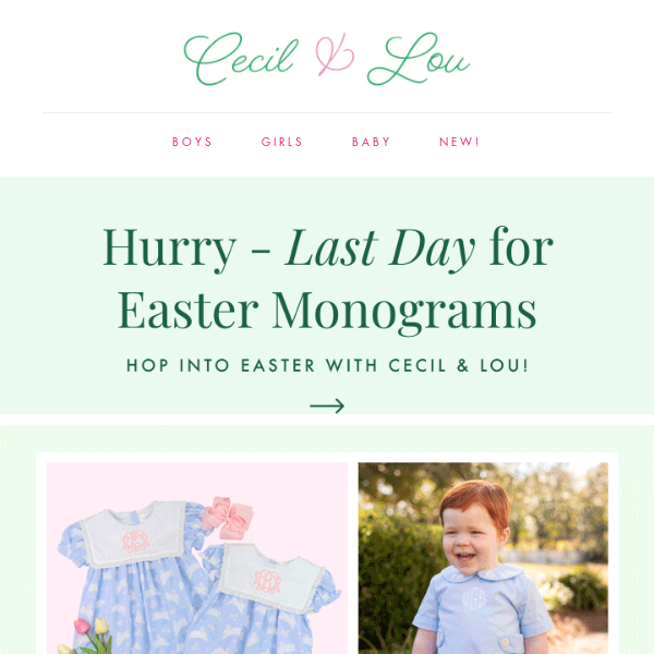 ⏰ LAST chance for Easter monograms!