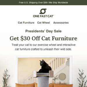 Enjoy $30 OFF the Cat Wheel & Cat Tree!