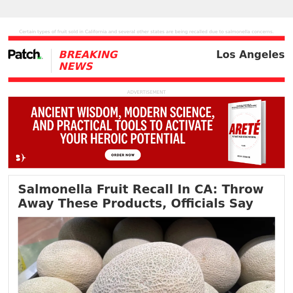 Salmonella Fruit Recall In CA: Throw Away These Products, Officials Say – Tue 08:43:53AM