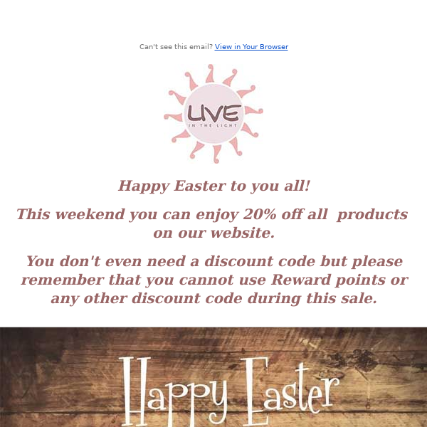 Easter Sale - 20% off everything