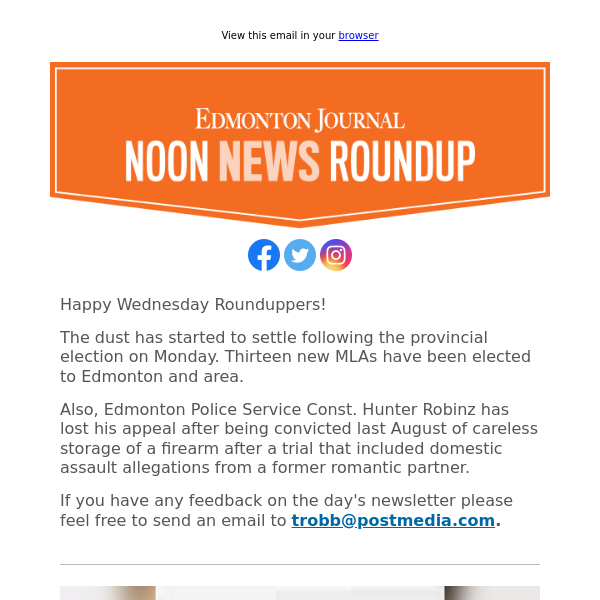 Noon News RoundUp: Thirteen new MLAs elected to Edmonton and area