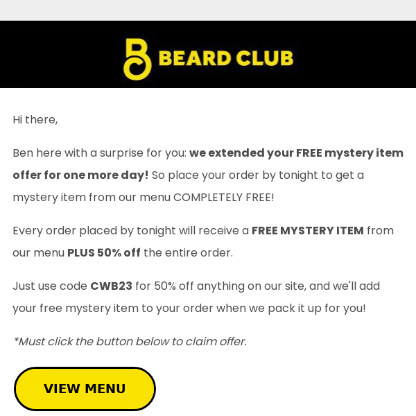 Extended: Free mystery item offer