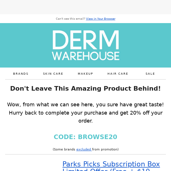 20% Off Your DermWarehouse Order