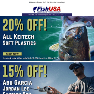 All Keitech Soft Plastics 20% Off Today Only!