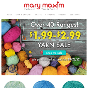 Add to your stash...$1.99 & $2.99 yarns!