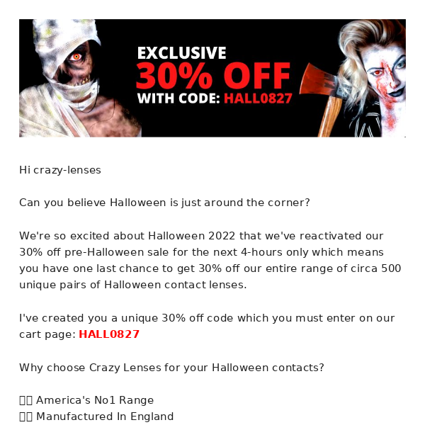 RE: Get 30% Off Halloween (Next 4-Hours Only) 🎃