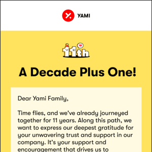 Yami 11th Anniversary: A Decade Plus One!