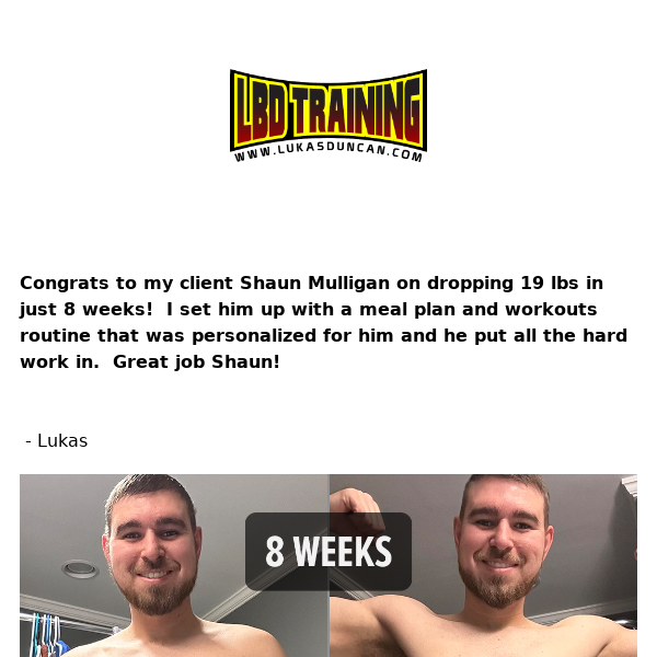 🤯Shaun is down 20 LBS in just 8 Weeks!