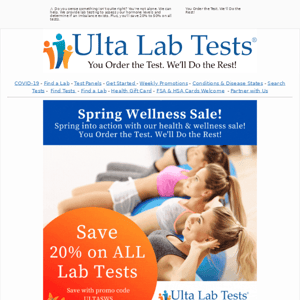 ⚠️ Do you sense something isn't quite right? Save 20% - 50% on ALL tests and learn about your health.