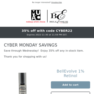 CYBER MONDAY SAVINGS