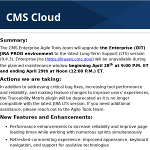 Enterprise Jira Upgrade is scheduled for April 28, 2023