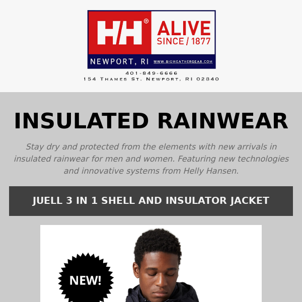 Stay dry out there! Insulated Rain Gear - Helly Hansen Newport