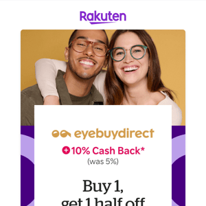 EyeBuyDirect.com: Eyewear savings for you + 10% Cash Back